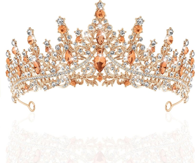 TAROSE Crowns for Women, Queen Crystal Gold Silver Tiaras with White Rhinestone and Combs, Goddess Crown for Wedding Bride Birthday Princess Bridal Shower Hair Accessories for Women - Image 1